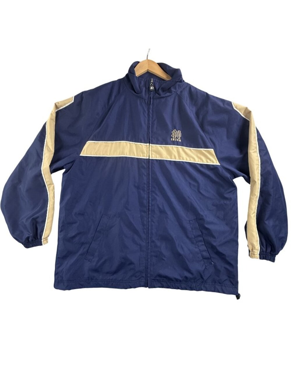 Notre Dame Fighting Irish Jacket Mens Large Blue NCAA Football Starter Full Zip
